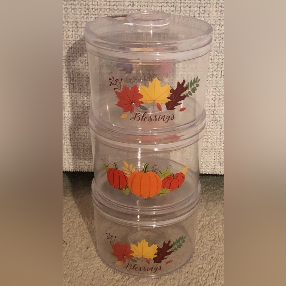 Autumn Themed Clear Storage Containers Autumn Leaves and Pumpkin Designs